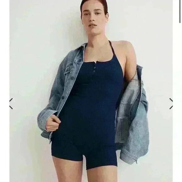 Madewell Other - Madewell Seamless Halter Biker Unitard Blue Size XXS/XS